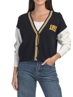 NWT TRETORN Cropped Anchor Color Block Cardigan Sweater